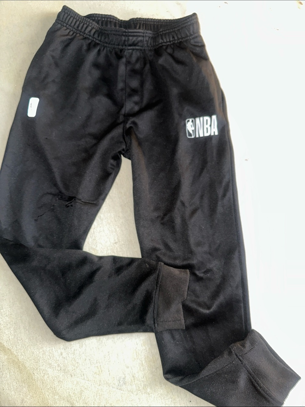 Kids Size 14/16 NBA Black Logo Joggers with White Accents